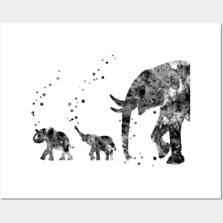 Mom and babies elephant Posters and Art